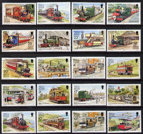 Isle of Man 1988-92 Manx Railways & Tramways complete set of 20 values 1p to £1 unmounted mint SG 365-80