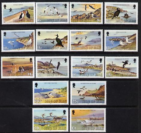 Isle of Man 1983-85 Marine Birds definitive set complete 1p to £1 (16 values) unmounted mint SG 232-47