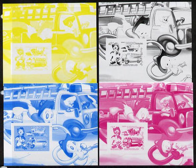 Somalia 2006 Disney - Fire Service souvenir sheet - the set of 4 imperf progressive proofs comprising the 4 individual colours unmounted mint