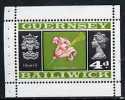 Guernsey 1969 Lily & Henry V 4d Booklet Pane (stamp with margins all round) SG 18a