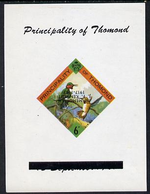 Thomond 1963 Humming Birds 6d (Diamond-shaped) deluxe sheet with 'In Memorium - J F Kennedy' overprint inverted unmounted mint
