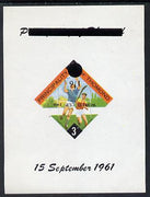 Thomond 1963 Hurling 3d (Diamond-shaped) deluxe sheet surcharged 1s6d World Cup 1966 with overprint & surcharge inverted unmounted mint