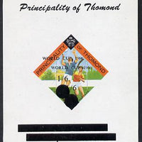 Thomond 1963 Hurling 3d (Diamond-shaped) deluxe sheet surcharged 1s6d World Cup 1966 with overprint & surcharge doubled unmounted mint