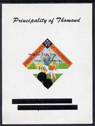 Thomond 1963 Hurling 3d (Diamond-shaped) deluxe sheet surcharged 1s6d World Cup 1966 with overprint & surcharge doubled unmounted mint
