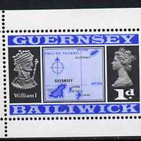 Guernsey 1969 Map & William I 1d Booklet Pane (stamp with margins all round) SG 14c