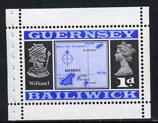 Guernsey 1969 Map & William I 1d Booklet Pane (stamp with margins all round) SG 14c