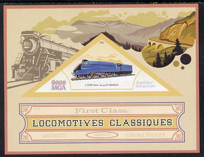 Madagascar 2014 Classic Locomotives - LNER A4 Pacific imperf s/sheet containing one triangular-shaped value unmounted mint