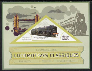 Madagascar 2014 Classic Locomotives - BR 9F Evening Star imperf s/sheet containing one triangular-shaped value unmounted mint