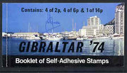 Booklet - Gibraltar 1974 Centenary of UPU 46p self-adhesive booklet, front cover signed by A Ryman (the designer) SG SB3