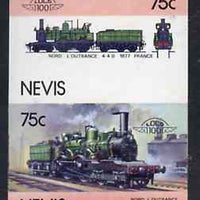 Nevis 1985 Locomotives #4 (Leaders of the World) Nord L'outrance 75c se-tenant proof pair as issued but imperforate (as SG 303a) unmounted mint