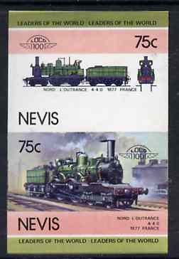 Nevis 1985 Locomotives #4 (Leaders of the World) Nord L'outrance 75c se-tenant proof pair as issued but imperforate (as SG 303a) unmounted mint