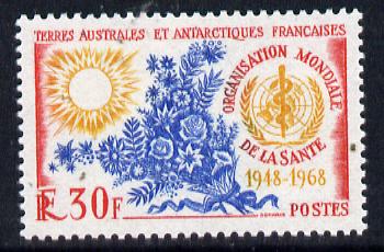 French Southern & Antarctic Territories 1968 20th Anniversary of World Health Organisation 30f unmounted mint SG 49