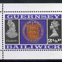 Guernsey 1973 Arms & Elizabeth I 2.5p Booklet Pane (stamp with margins all round) SG 48ba