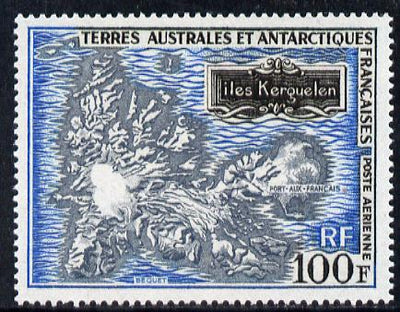 French Southern & Antarctic Territories 1969 Map 100f unmounted mint SG 55