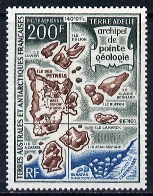 French Southern & Antarctic Territories 1969 Map 200f unmounted mint SG 56