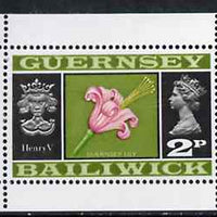 Guernsey 1973 Lily & Henry V 2p Booklet Pane (stamp with margins all round) SG 47ab