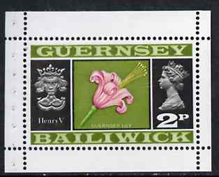 Guernsey 1973 Lily & Henry V 2p Booklet Pane (stamp with margins all round) SG 47ab