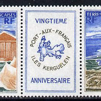 French Southern & Antarctic Territories 1971 Port-aua-Francais perf strip (2 values plus label) unmounted mint SG 69a