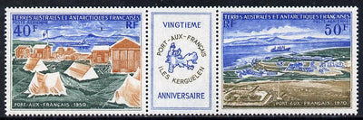 French Southern & Antarctic Territories 1971 Port-aua-Francais perf strip (2 values plus label) unmounted mint SG 69a