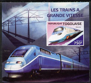 Togo 2014 High-Speed Trains #1 imperf deluxe sheetlet unmounted mint. Note this item is privately produced and is offered purely on its thematic appeal