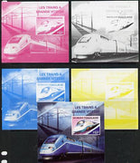 Togo 2014 High-Speed Trains #1 deluxe sheetlet - the set of 5 imperf progressive proofs comprising the 4 individual colours plus all 4-colour composite, unmounted mint
