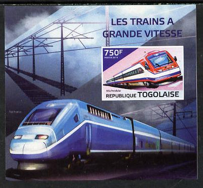 Togo 2014 High-Speed Trains #2 imperf deluxe sheetlet unmounted mint. Note this item is privately produced and is offered purely on its thematic appeal