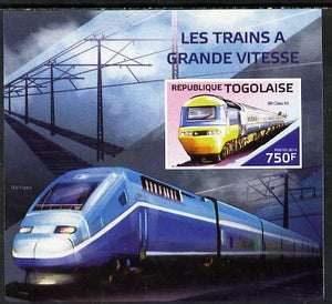 Togo 2014 High-Speed Trains #3 imperf deluxe sheetlet unmounted mint. Note this item is privately produced and is offered purely on its thematic appeal