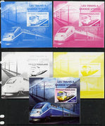Togo 2014 High-Speed Trains #3 deluxe sheetlet - the set of 5 imperf progressive proofs comprising the 4 individual colours plus all 4-colour composite, unmounted mint