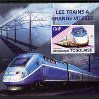 Togo 2014 High-Speed Trains #4 imperf deluxe sheetlet unmounted mint. Note this item is privately produced and is offered purely on its thematic appeal
