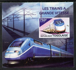 Togo 2014 High-Speed Trains #4 imperf deluxe sheetlet unmounted mint. Note this item is privately produced and is offered purely on its thematic appeal