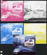 Togo 2014 High-Speed Trains #4 deluxe sheetlet - the set of 5 imperf progressive proofs comprising the 4 individual colours plus all 4-colour composite, unmounted mint