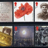Great Britain 2014 Centenary of the Great War 1914-18 perf set of 6 unmounted mint
