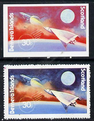Bernera 1978 Spacecraft 30p imperf single with black omitted plus perf normal unmounted mint
