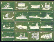 Match Box Labels - complete set of 16 Ships (green background), superb unused condition (Hungarian Kon Tiki series)