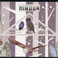Congo 2014 Owls imperf s/sheet containing one triangular-shaped value unmounted mint