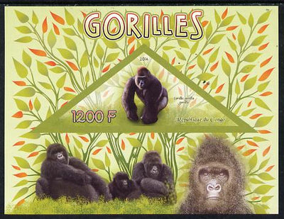 Congo 2014 Gorillals imperf s/sheet containing one triangular-shaped value unmounted mint