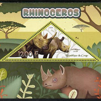 Congo 2014 Rhinos perf s/sheet containing one triangular-shaped value unmounted mint