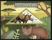 Congo 2014 Rhinos perf s/sheet containing one triangular-shaped value unmounted mint