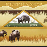 Congo 2014 Elephants imperf s/sheet containing one triangular-shaped value unmounted mint