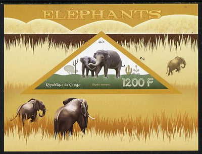 Congo 2014 Elephants imperf s/sheet containing one triangular-shaped value unmounted mint