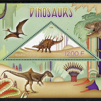 Congo 2014 Dinosaurs perf s/sheet containing one triangular-shaped value unmounted mint