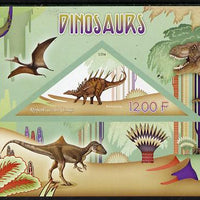 Congo 2014 Dinosaurs imperf s/sheet containing one triangular-shaped value unmounted mint