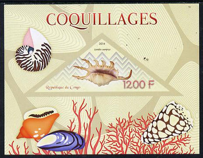 Congo 2014 Shells imperf s/sheet containing one triangular-shaped value unmounted mint