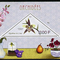 Congo 2014 Orchids perf s/sheet containing one triangular-shaped value unmounted mint