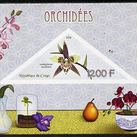 Congo 2014 Orchids imperf s/sheet containing one triangular-shaped value unmounted mint