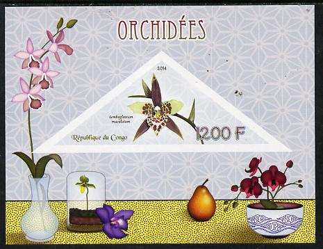 Congo 2014 Orchids imperf s/sheet containing one triangular-shaped value unmounted mint