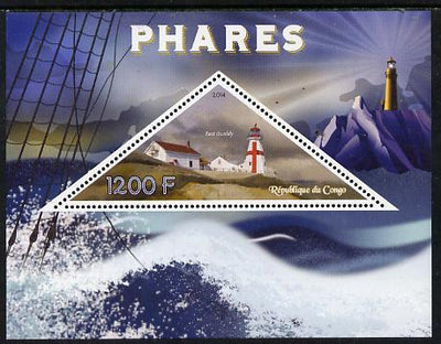 Congo 2014 Lighthouses perf s/sheet containing one triangular-shaped value unmounted mint
