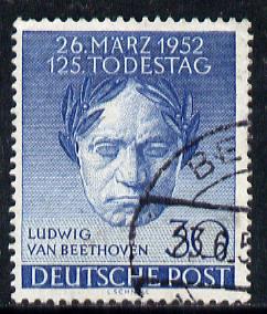 Germany - West Berlin 1952 125th Death Anniversary of Beethoven 30pf cds used, SG B87