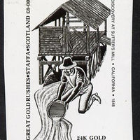 Staffa 1981 Great gold Rushes £8 Duscovery at Sutter's Mill - B&W bromide proof of yssued design as Rosen SF 1011