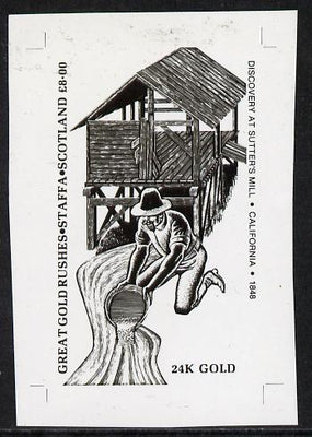 Staffa 1981 Great gold Rushes £8 Duscovery at Sutter's Mill - B&W bromide proof of yssued design as Rosen SF 1011